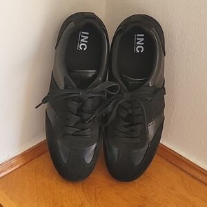 Men's I.N.C Black Suede/Manmade leather casual lace up shoes Size 8M. EUC